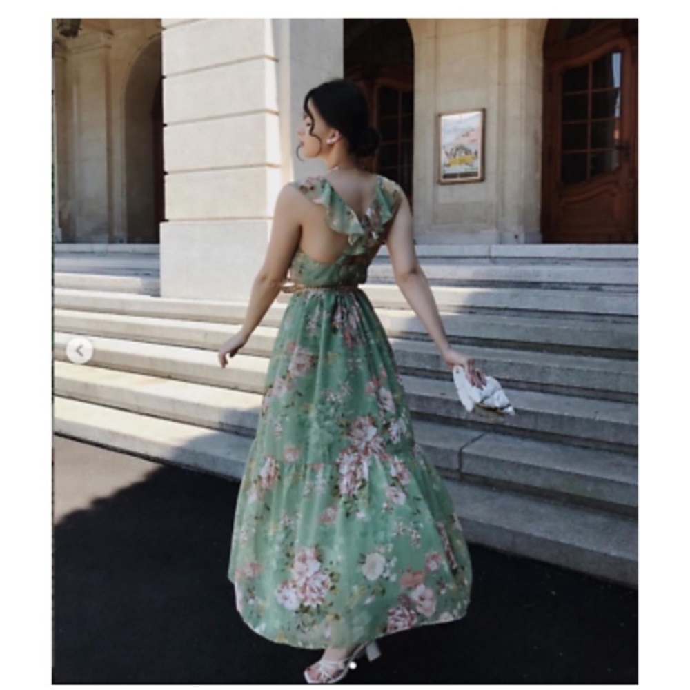 NWT Minimalist Zara Bohemian Ruffled Floral Print Midi Dress